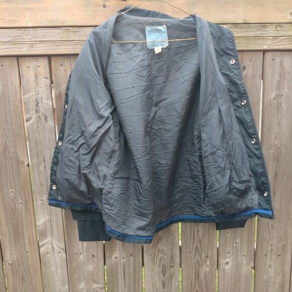 Vintage 60s Nylon Workwear Jacket Snap Front 43" Chest Mechanic Farmer - Picture 5 of 10